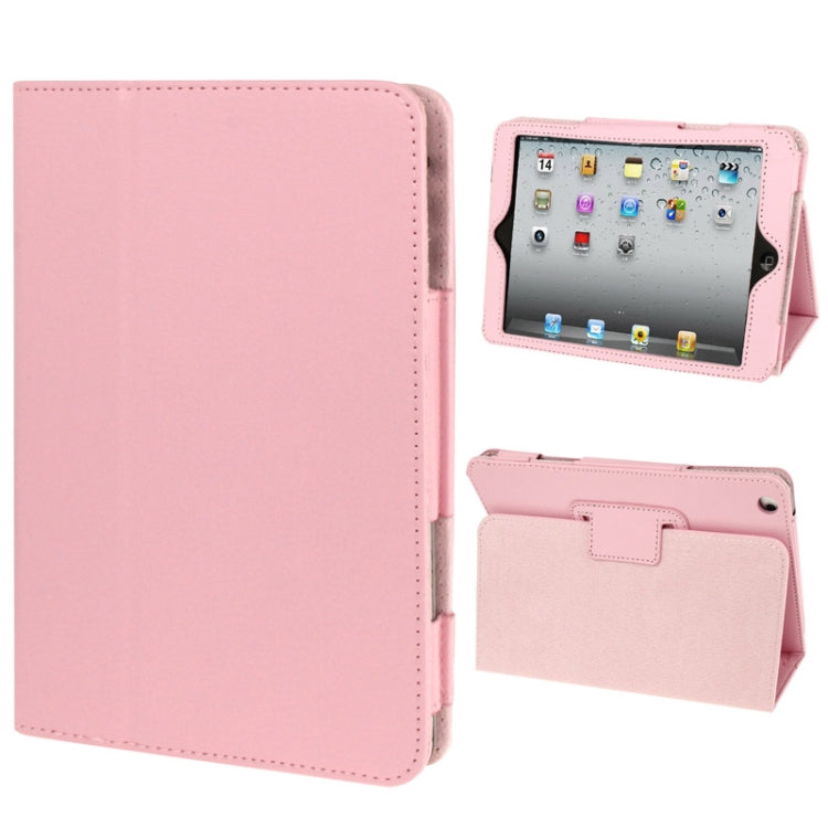 Étui à rabat en cuir à texture litchi à 2 volets avec fonction support pour iPad mini/mini 2 Retina