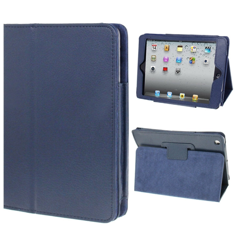 Étui à rabat en cuir à texture litchi à 2 volets avec fonction support pour iPad mini/mini 2 Retina