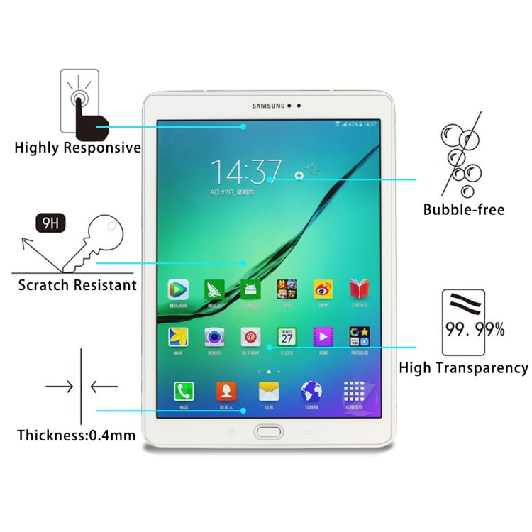 Film en verre trempé antidéflagrant 0,4 mm, dureté de surface 9H, pour Galaxy Tab S2 9.7 / T810 / T815, pour T810