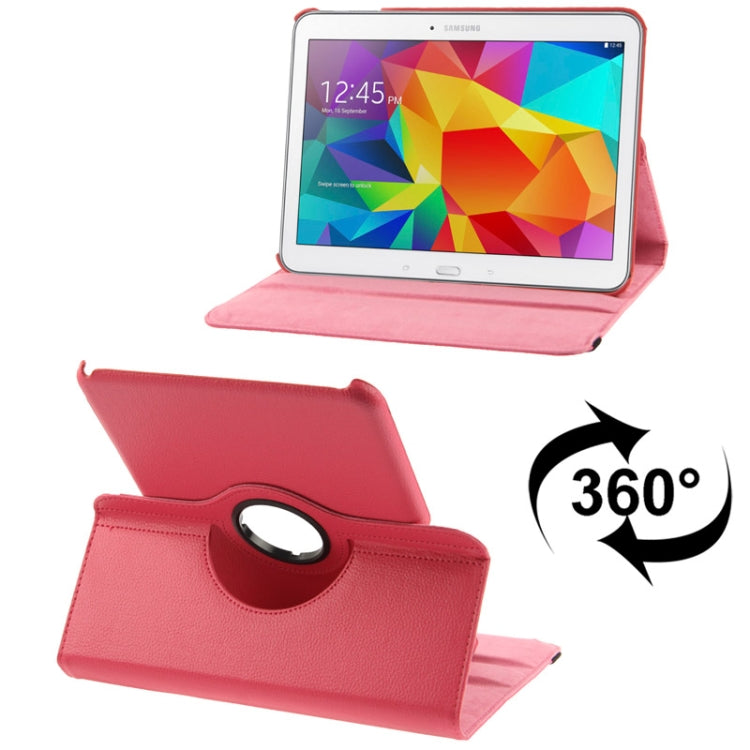 Étui en cuir texturé Litchi rotatif à 360 degrés avec support de visualisation à deux angles pour Samsung Galaxy Tab 4 10.1 / SM-T530 / T531 / T535
