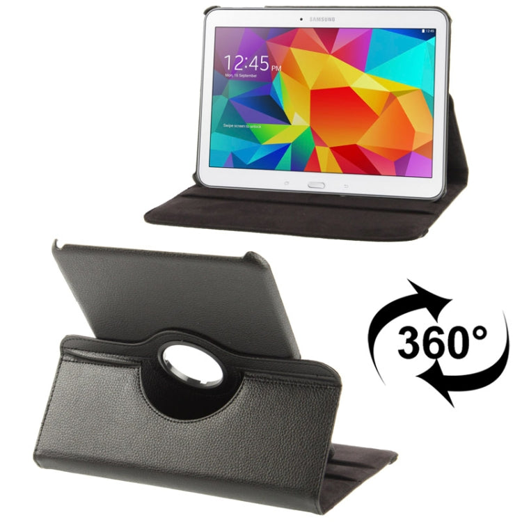 Étui en cuir texturé Litchi rotatif à 360 degrés avec support de visualisation à deux angles pour Samsung Galaxy Tab 4 10.1 / SM-T530 / T531 / T535