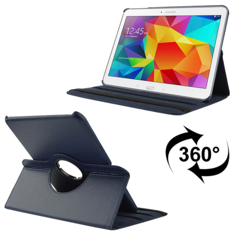 Étui en cuir texturé Litchi rotatif à 360 degrés avec support de visualisation à deux angles pour Samsung Galaxy Tab 4 10.1 / SM-T530 / T531 / T535