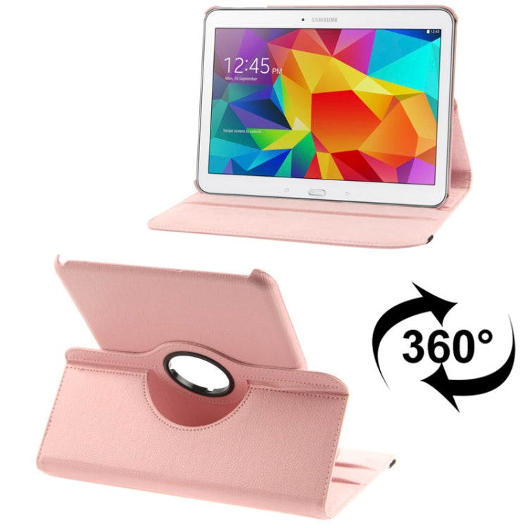 Étui en cuir texturé Litchi rotatif à 360 degrés avec support de visualisation à deux angles pour Samsung Galaxy Tab 4 10.1 / SM-T530 / T531 / T535