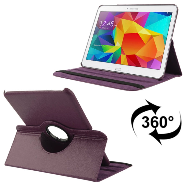 Étui en cuir texturé Litchi rotatif à 360 degrés avec support de visualisation à deux angles pour Samsung Galaxy Tab 4 10.1 / SM-T530 / T531 / T535