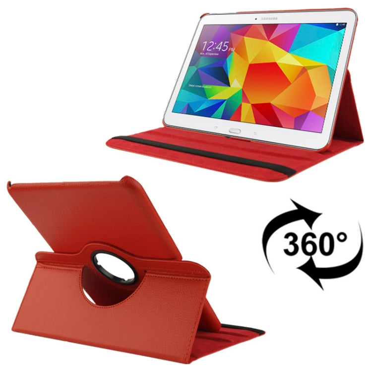 Étui en cuir texturé Litchi rotatif à 360 degrés avec support de visualisation à deux angles pour Samsung Galaxy Tab 4 10.1 / SM-T530 / T531 / T535