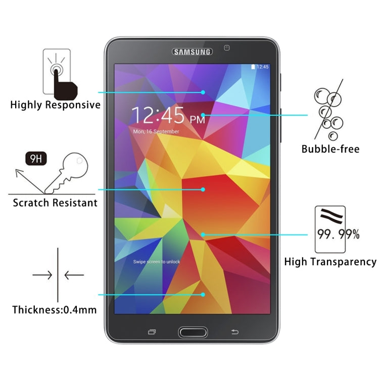 Film en verre trempé antidéflagrant 0,4 mm, dureté de surface 9H+ 2,5D, pour Galaxy Tab 4 7.0 / T230 / T231 / T235, pour T230