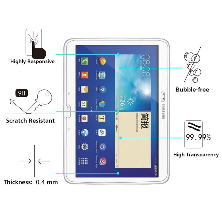 0.4mm 9H+ Surface Hardness 2.5D Explosion-proof Tempered Glass Film for Galaxy Tab 3 10.1 / P5200, For P5200