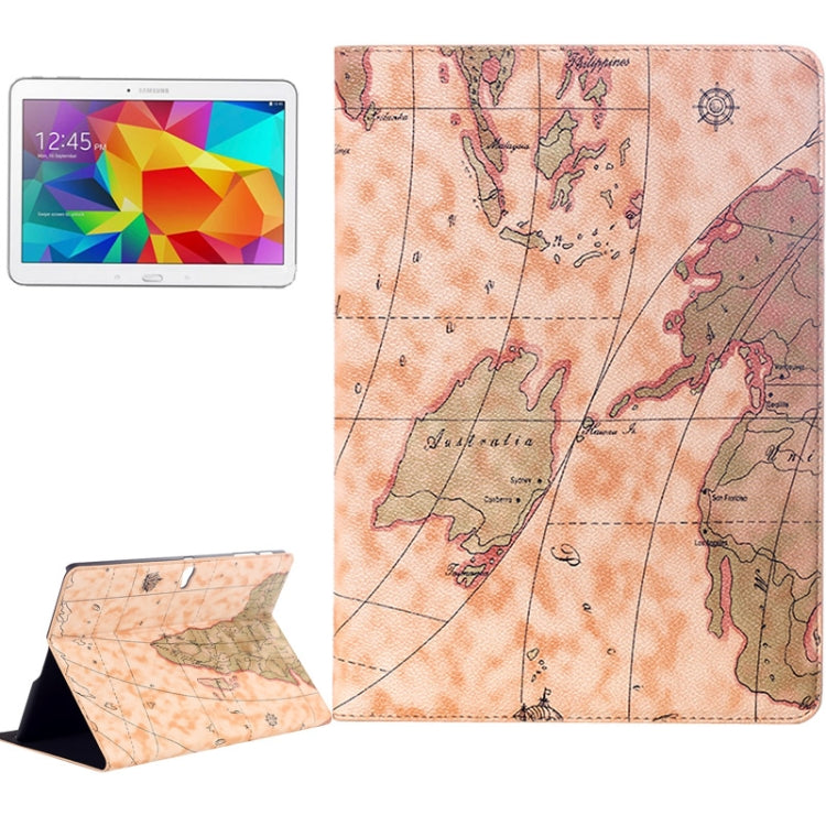Étui à rabat en cuir avec support pour Galaxy Tab S 10.5 / T800, motif carte du monde, livraison aléatoire (jaune clair), S-SCS-2749A, S-SCS-2749B