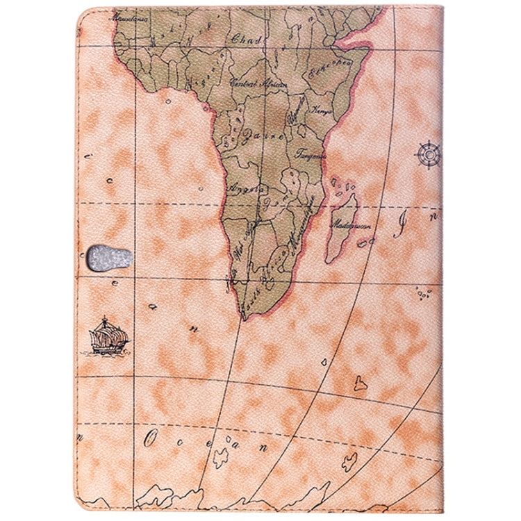 Étui à rabat en cuir avec support pour Galaxy Tab S 10.5 / T800, motif carte du monde, livraison aléatoire (jaune clair), S-SCS-2749A, S-SCS-2749B