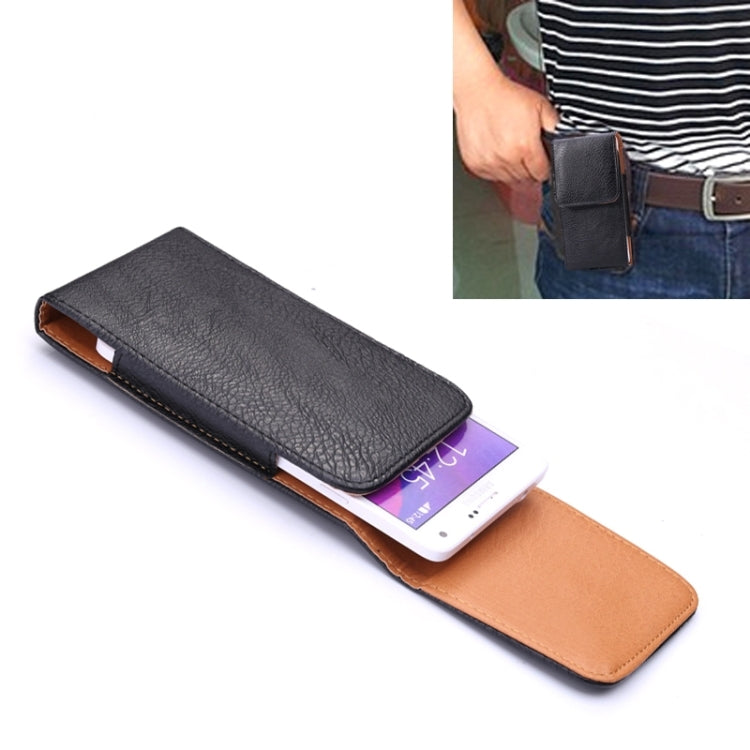 Étui universel en cuir texturé Litchi de 5 pouces avec attelle dorsale pour iPhone X, Galaxy S7/S6/S5