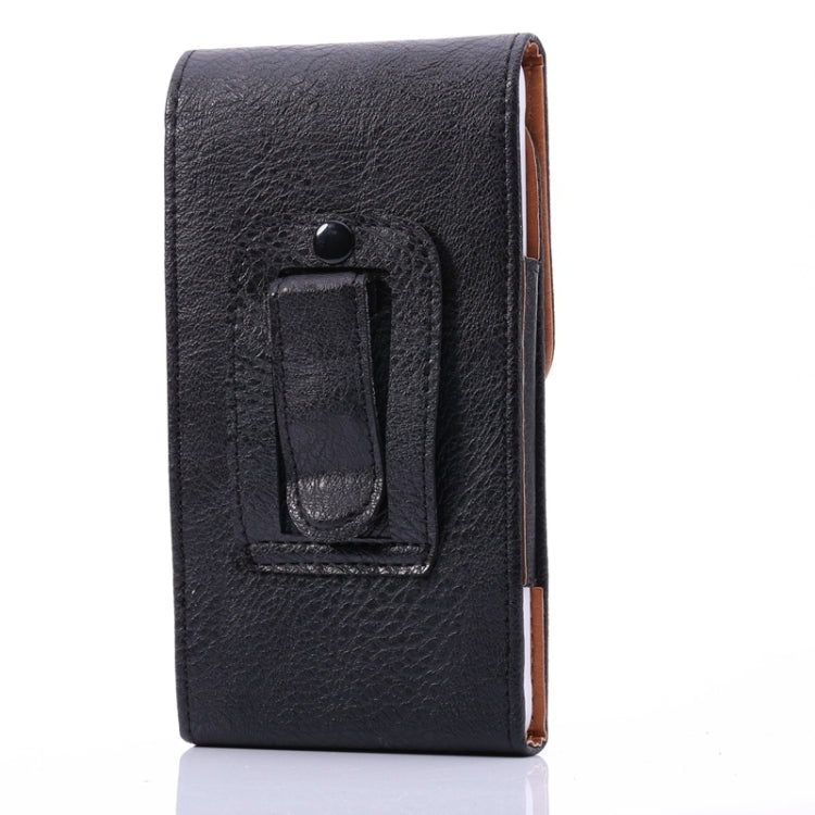 Étui universel en cuir texturé Litchi de 5 pouces avec attelle dorsale pour iPhone X, Galaxy S7/S6/S5