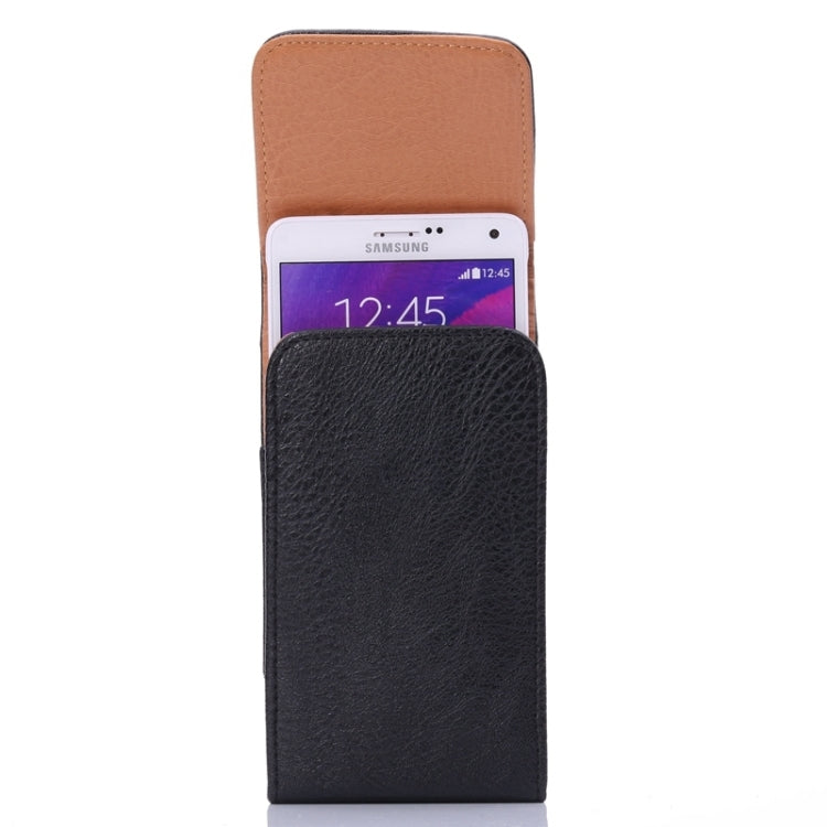 Étui universel en cuir texturé Litchi de 5 pouces avec attelle dorsale pour iPhone X, Galaxy S7/S6/S5