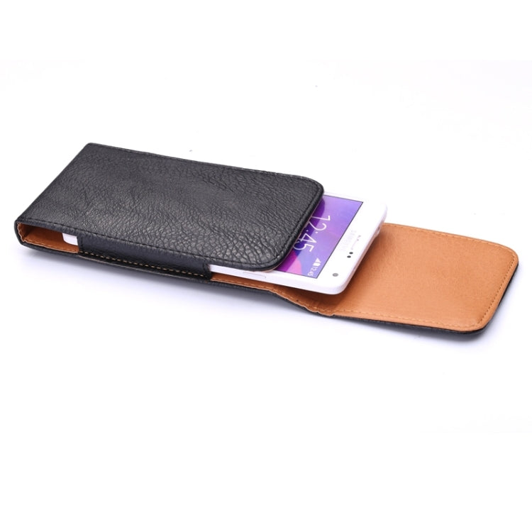 Étui universel en cuir texturé Litchi de 5 pouces avec attelle dorsale pour iPhone X, Galaxy S7/S6/S5