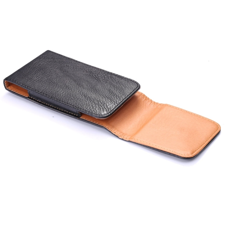 Étui universel en cuir texturé Litchi de 5 pouces avec attelle dorsale pour iPhone X, Galaxy S7/S6/S5