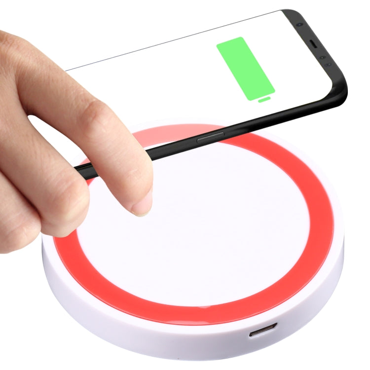 Universal QI Standard Round Wireless Charging Pad (White + Red), Black + Blue, Black + Red, White, Black + White, Black + Orange, White + Black, Grey+Black, White + Red