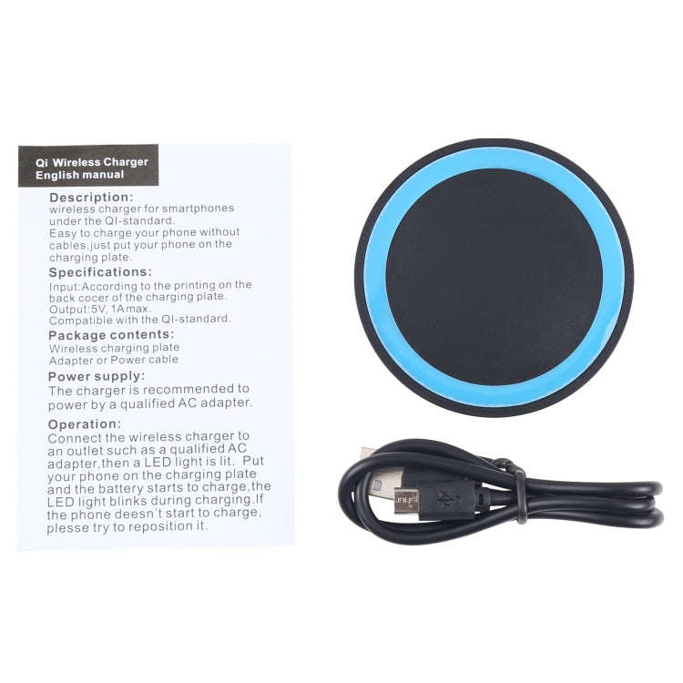 Universal QI Standard Round Wireless Charging Pad (White + Red), Black + Blue, Black + Red, White, Black + White, Black + Orange, White + Black, Grey+Black, White + Red