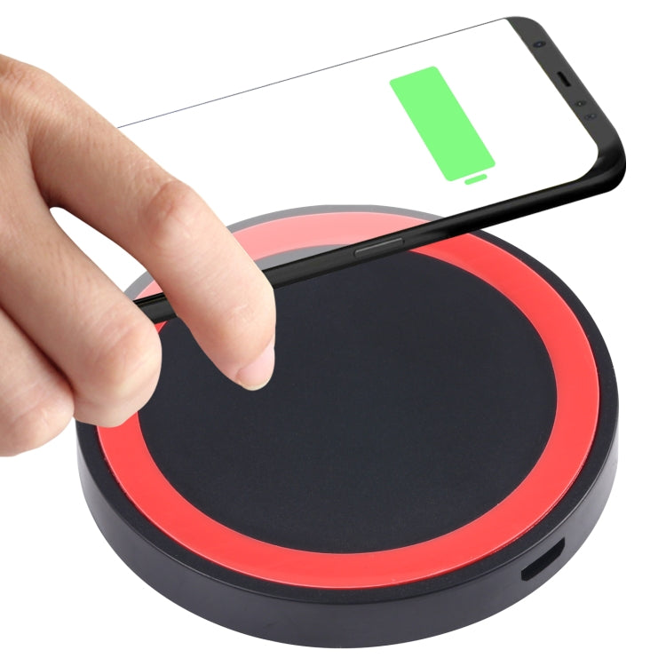 Universal QI Standard Round Wireless Charging Pad (White + Red), Black + Blue, Black + Red, White, Black + White, Black + Orange, White + Black, Grey+Black, White + Red