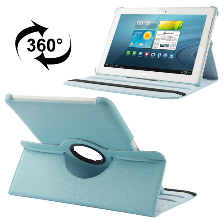 Étui rotatif à 360 degrés en cuir texturé Litchi avec support pour Galaxy Tab 2 (10.1) / P5100