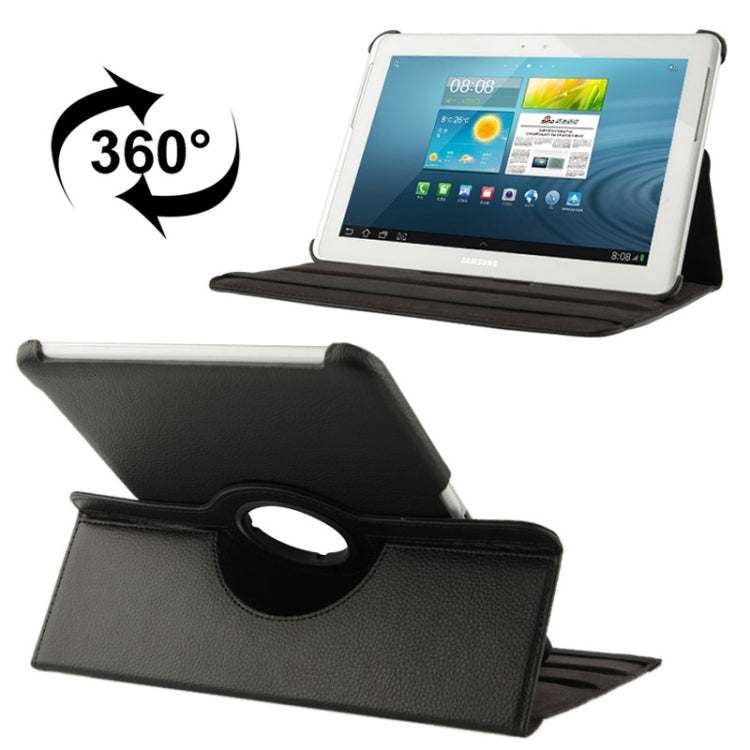 Étui rotatif à 360 degrés en cuir texturé Litchi avec support pour Galaxy Tab 2 (10.1) / P5100