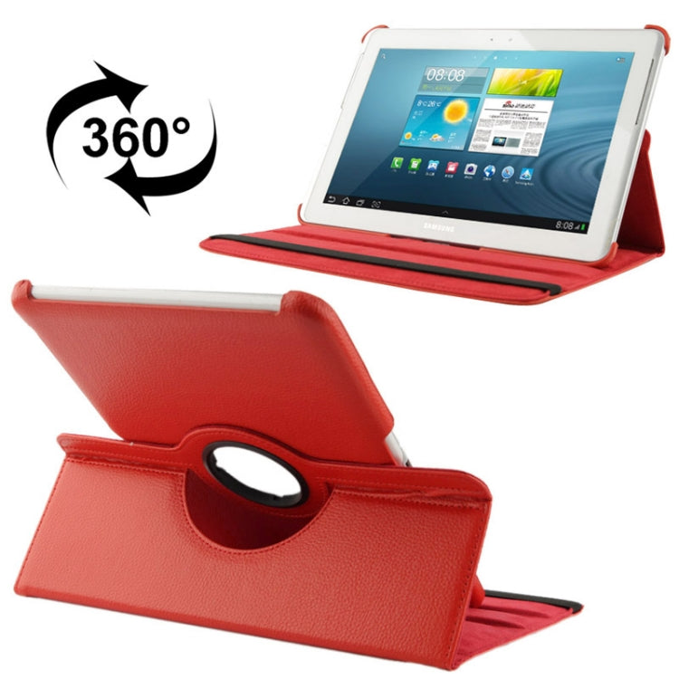 360 Degree Rotatable Litchi Texture Leather Case with Holder for Galaxy Tab 2 (10.1) / P5100