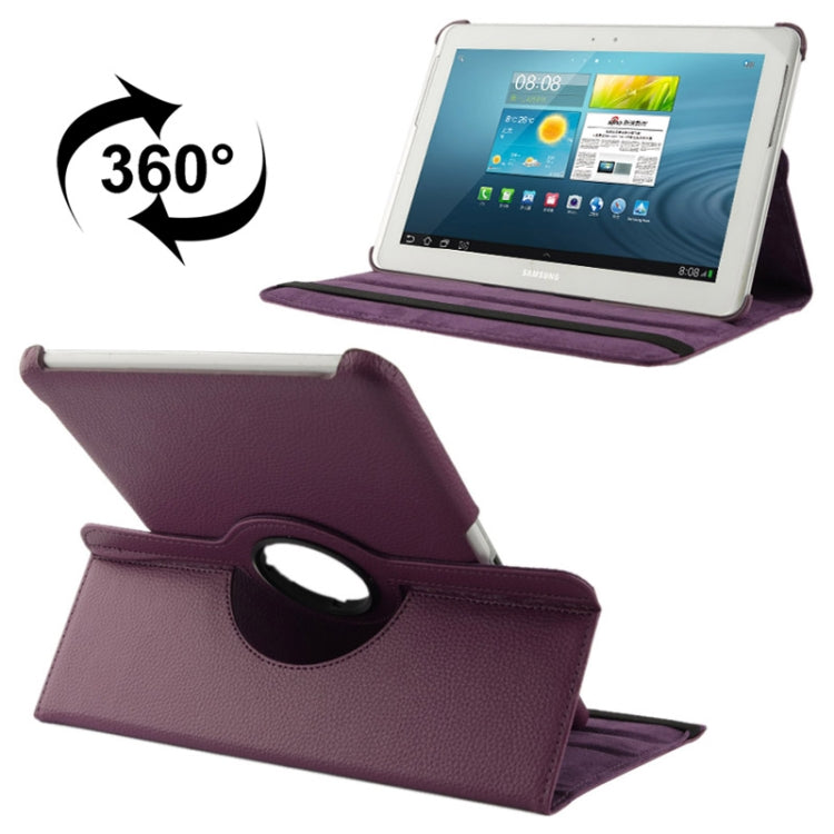 360 Degree Rotatable Litchi Texture Leather Case with Holder for Galaxy Tab 2 (10.1) / P5100