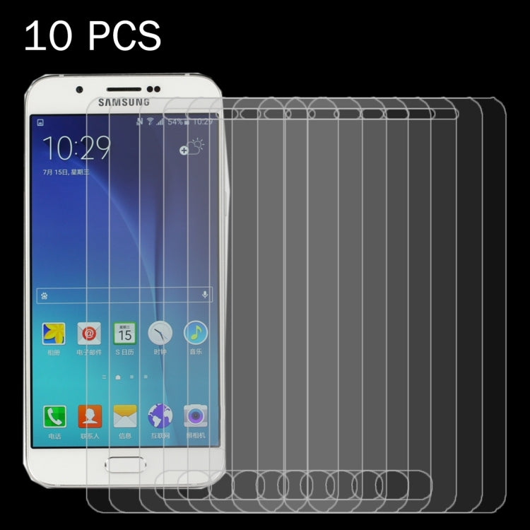 Lot de 10 films de protection d'écran en verre trempé antidéflagrant 2,5D pour Galaxy A8 (0,26 mm, dureté 9H)