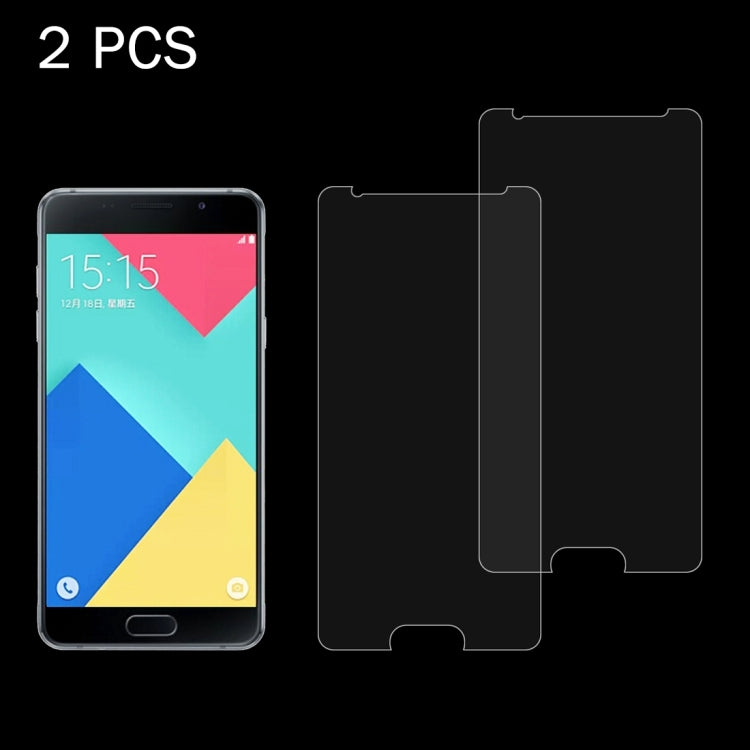 Lot de 2 films de protection d'écran en verre trempé antidéflagrant 2,5D pour Galaxy A7 (2016) / A710, dureté de surface 9H, 0,26 mm
