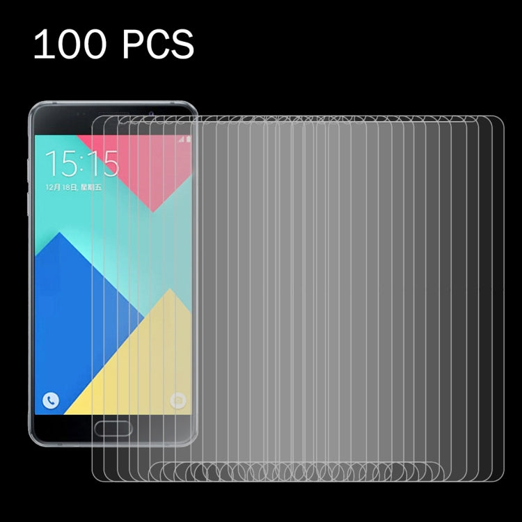 Lot de 100 films de protection d'écran en verre trempé antidéflagrant 2,5D pour Galaxy A7 (2016) / A710, dureté de surface 9H, 0,26 mm