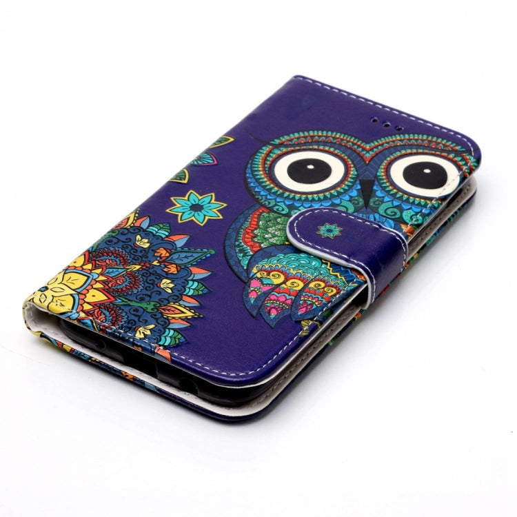 Étui à rabat horizontal en cuir brillant gaufré pour Galaxy J3 (2017) (version UE) avec support, emplacements pour cartes, portefeuille et cadre photo.
