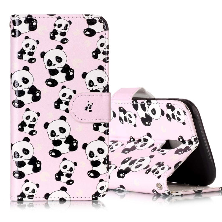 Étui à rabat horizontal en cuir brillant gaufré pour Galaxy J3 (2017) (version UE) avec support, emplacements pour cartes, portefeuille et cadre photo.