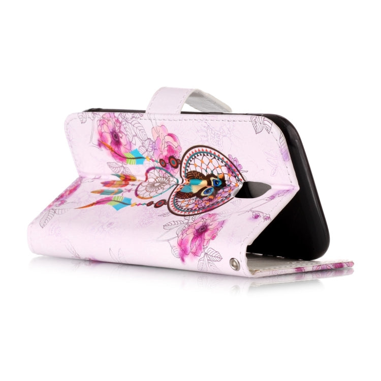 Étui à rabat horizontal en cuir brillant gaufré pour Galaxy J3 (2017) (version UE) avec support, emplacements pour cartes, portefeuille et cadre photo.