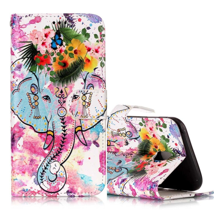 Étui à rabat horizontal en cuir brillant gaufré pour Galaxy J5 (2017) (version UE) avec support, emplacements pour cartes, portefeuille et cadre photo.