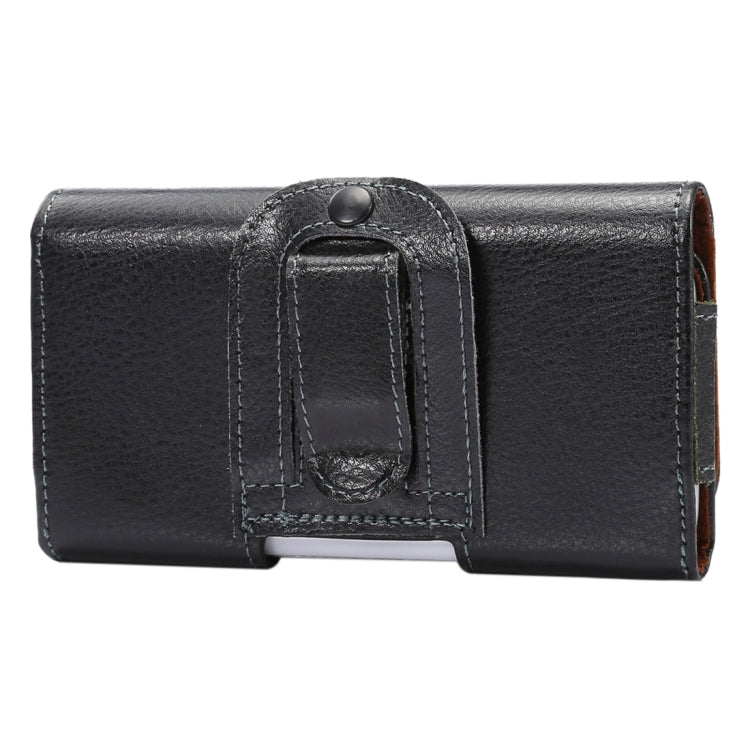 5.2 inch Litchi Texture Vertical Flip Thwartwise Genuine Leather Case / Waist Bag with Rotatable Back Splint for iPhone X  & Galaxy S7 & S6 Edge & S6 & S5, Sony Xperia Z5 & Z4 & Z3, Huawei P9 & P8, etc