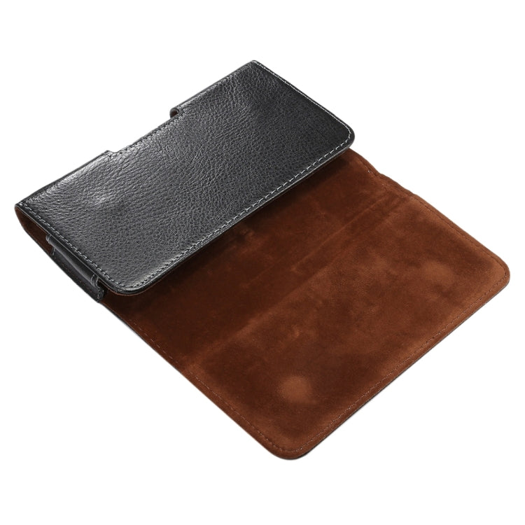 5.5 inch Litchi Texture Vertical Flip Thwartwise Genuine Leather Case / Waist Bag with Rotatable Back Splint for Galaxy S7 Edge & Note 5 & 4 & 3 & 2, Huawei P9 Plus & Honor 7i & Honor 6 Plus, etc