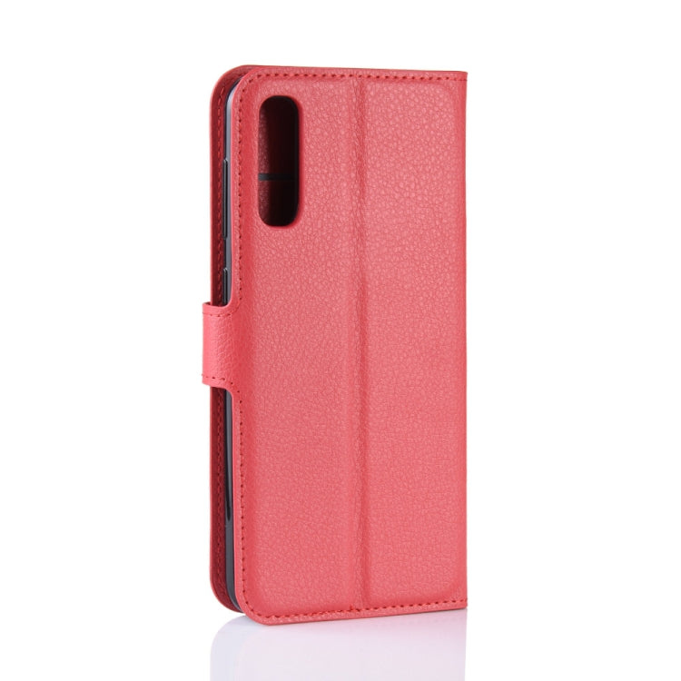 Étui à rabat horizontal en cuir texturé Litchi pour Galaxy A50, avec portefeuille, support et emplacements pour cartes, pour Galaxy A50 (1), pour Galaxy A50 (1)