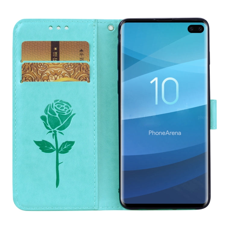 Rose Embossed Horizontal Flip PU Leather Case for Galaxy S10 Plus, with Holder & Card Slots & Wallet