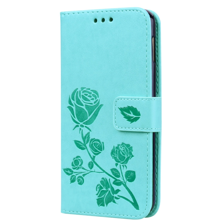 Étui à rabat horizontal en cuir PU avec motif rose en relief pour Galaxy S10e, avec support, emplacements pour cartes et portefeuille, pour Samsung Galaxy S10e.