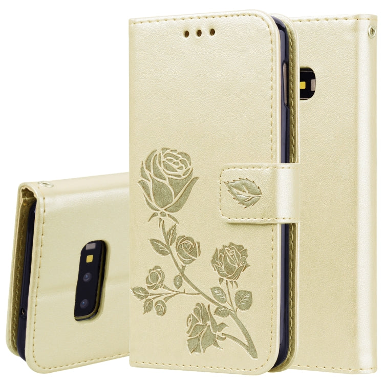 Rose Embossed Horizontal Flip PU Leather Case for Galaxy S10e, with Holder & Card Slots & Wallet