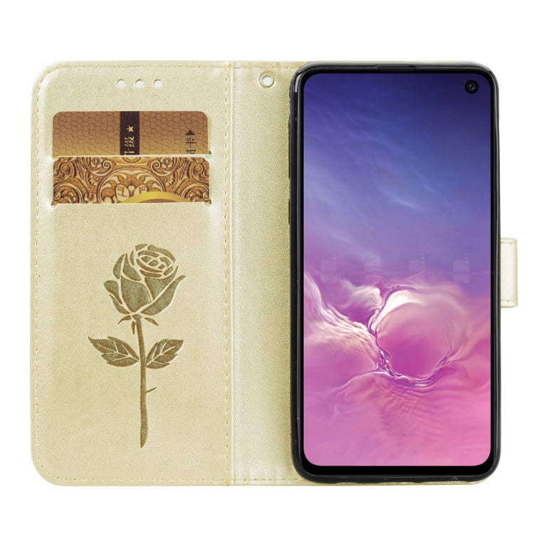 Rose Embossed Horizontal Flip PU Leather Case for Galaxy S10e, with Holder & Card Slots & Wallet