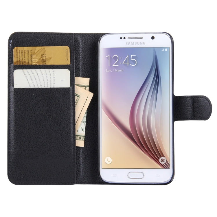 For Galaxy S6 / G920 Litchi Texture Horizontal Flip Leather Case with Holder & Card Slots & Wallet, For Galaxy S6