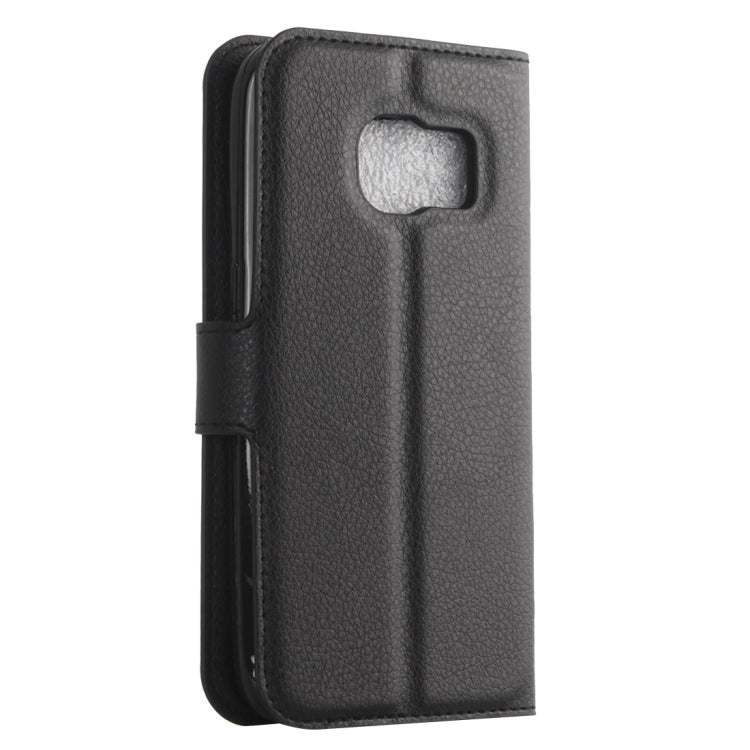 Étui à rabat horizontal en cuir à texture litchi pour Galaxy S7 Edge / G935, avec support, emplacements pour cartes et portefeuille.