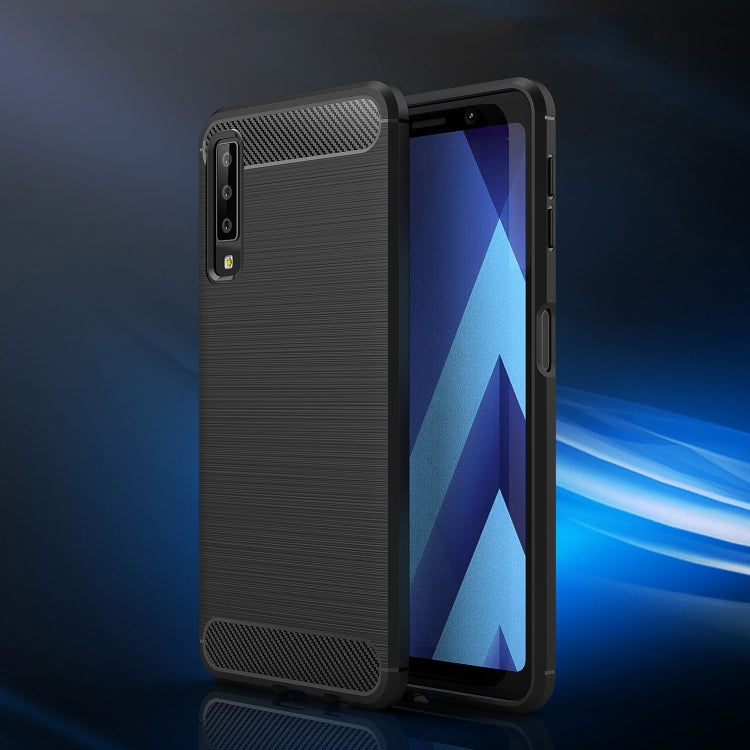 For Galaxy A7 (2018) / A750 Brushed Carbon Fiber Texture TPU Shockproof Anti-slip Soft Protective Back Cover Case, For Galaxy A7 (2018)