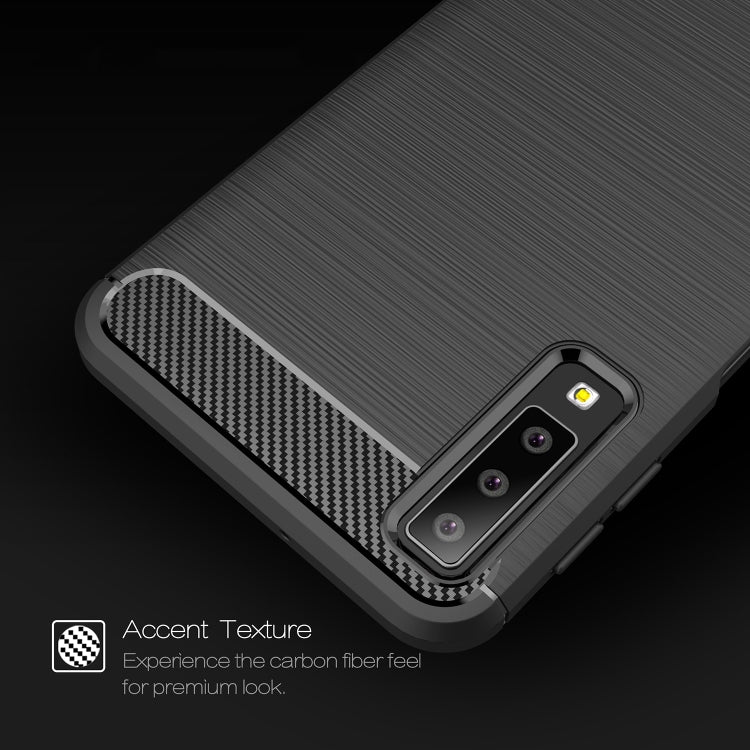 For Galaxy A7 (2018) / A750 Brushed Carbon Fiber Texture TPU Shockproof Anti-slip Soft Protective Back Cover Case, For Galaxy A7 (2018)