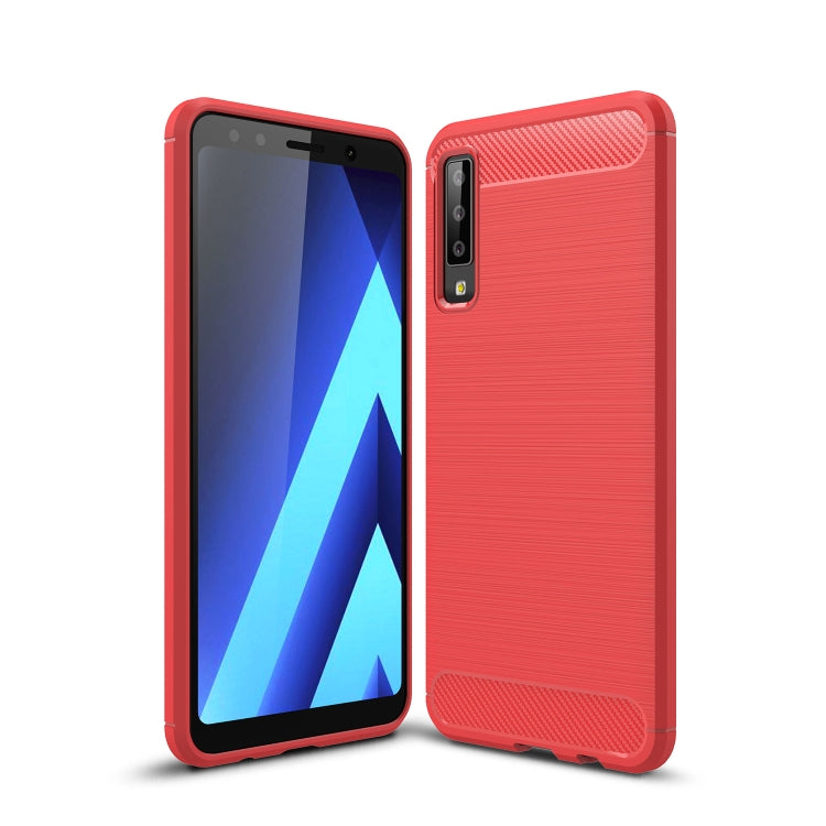 For Galaxy A7 (2018) / A750 Brushed Carbon Fiber Texture TPU Shockproof Anti-slip Soft Protective Back Cover Case, For Galaxy A7 (2018)