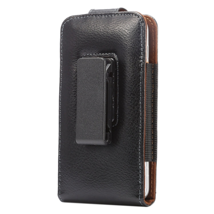 5.2 inch Litchi Texture Vertical Flip Upright Genuine Leather Case / Waist Bag with Rotatable Back Splint for iPhone X  & Galaxy S7 & S6 Edge & S6 & S5, Sony Xperia Z5 & Z4 & Z3, Huawei P9 & P8, etc