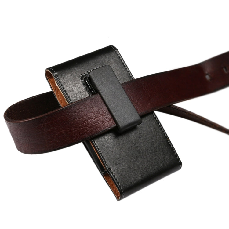 6.3 inch Litchi Texture Vertical Flip Upright Genuine Leather Case / Waist Bag with Rotatable Back Splint for Galaxy Mega 6.3 / i9200 / i9208 / 9152 / 9158 / p709, etc