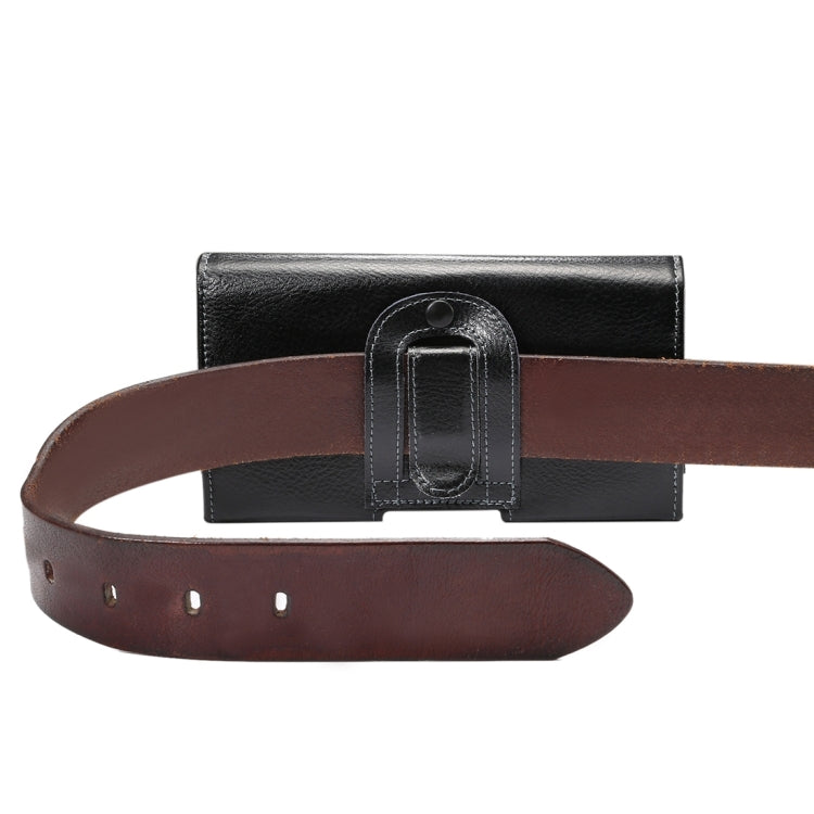 6.3 inch Litchi Texture Vertical Flip Thwartwise Genuine Leather Case / Waist Bag with Rotatable Back Splint for Galaxy Mega 6.3 / i9200 / i9208 / 9152 / 9158 / p709, etc