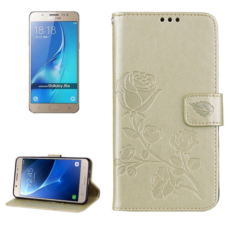 For Galaxy J5 (2016) / J510 Roses Pressed Flowers Pattern Flip Leather Case with Holder & Card Slots & Wallet