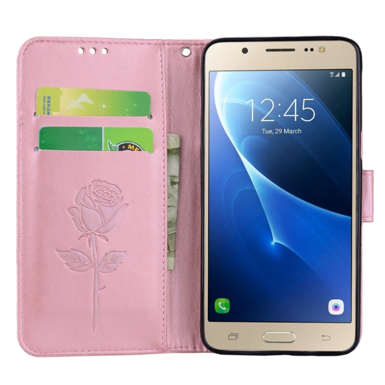 For Galaxy J5 (2016) / J510 Roses Pressed Flowers Pattern Flip Leather Case with Holder & Card Slots & Wallet