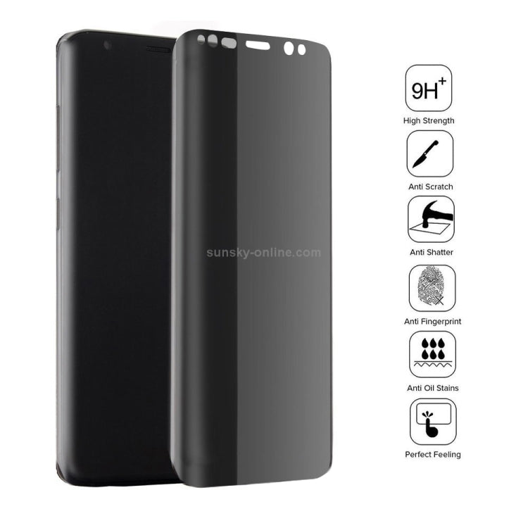 For Galaxy S8+ / G9550 0.3mm 9H Surface Hardness 3D Curved Privacy Anti-glare Full Screen Tempered Glass Screen Protector